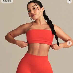 Women's Best Lava Red Twist Bandeau Sports Bra